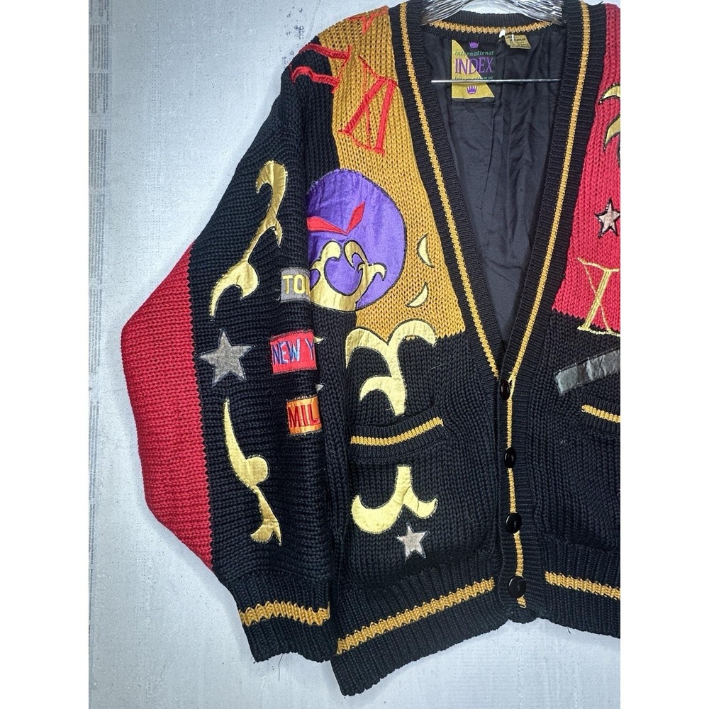 Vintage International Index Graphic Time Numeral Cardigan | Tagged Size: M - Picture 5 of 11